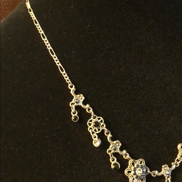 sparkly necklace black and clear rhinestones - Picture 4 of 8